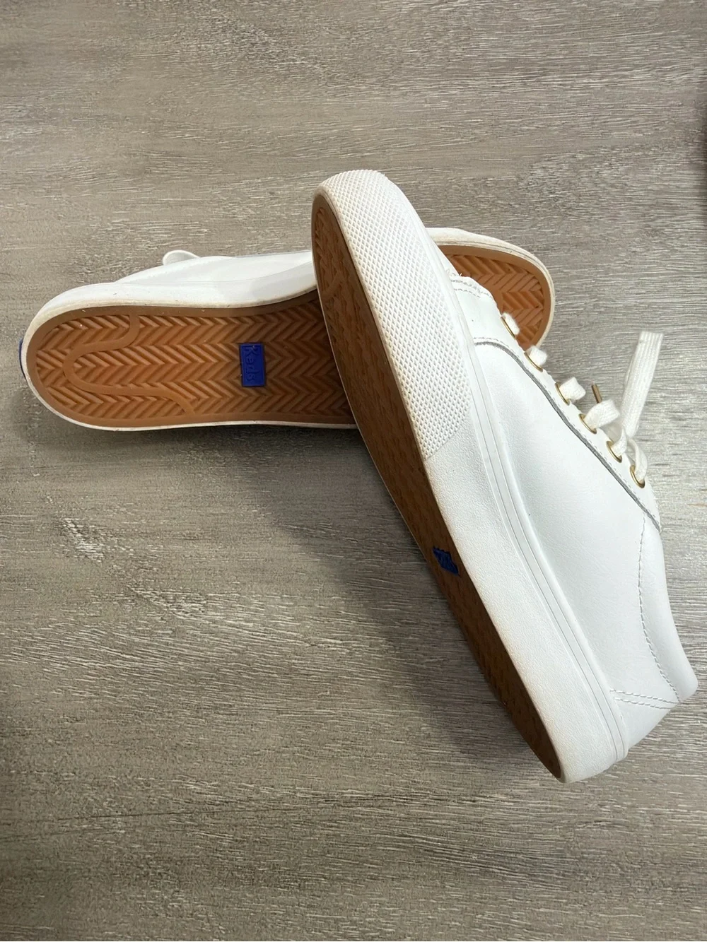 Keds White Sneakers with Gold Eyelets